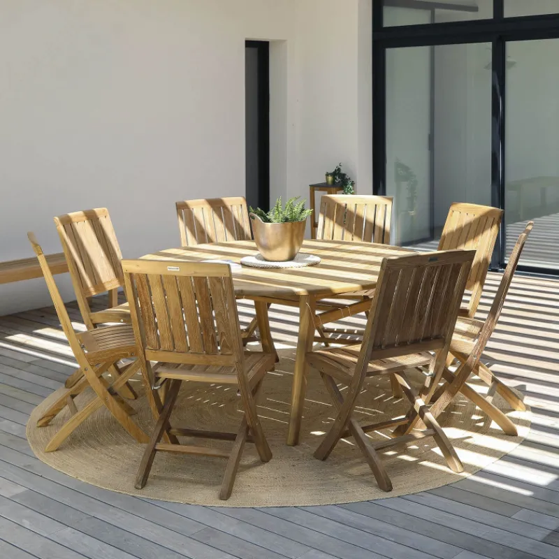 Medicis TamaniTable de jardin ronde en teck* Table De Jardin