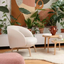 Mobitec Thalia ® Fauteuil confortable en tissu avec pieds en bois* Chaise De Salle à Manger|Chaise Salon