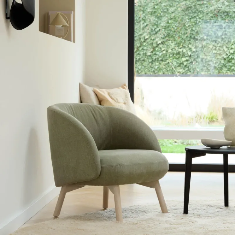 Mobitec Thalia ® Fauteuil confortable en tissu avec pieds en bois* Chaise De Salle à Manger|Chaise Salon