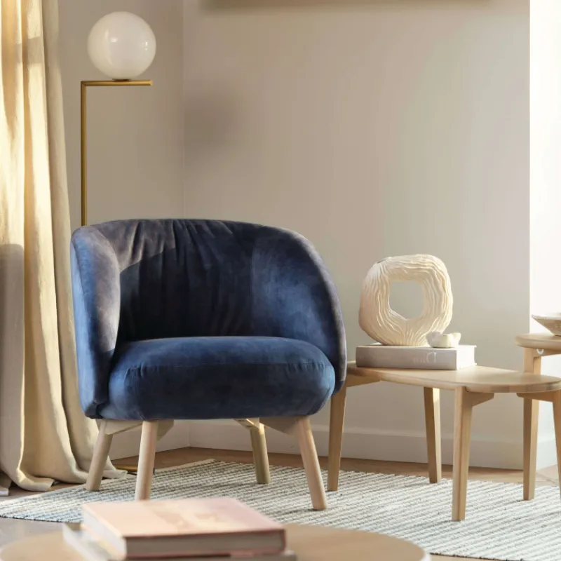 Mobitec Thalia ® Fauteuil confortable en tissu avec pieds en bois* Chaise De Salle à Manger|Chaise Salon