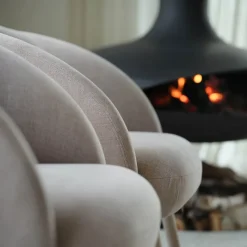 Mobitec Thalia ® Fauteuil confortable en tissu avec pieds en bois* Chaise De Salle à Manger|Chaise Salon