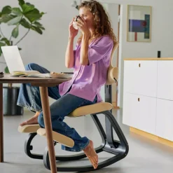Varier ThatSit ® Chaise de bureau ergonomique à bascule en tissu et bois* Chaise Pour Chambre|Chaise De Bureau