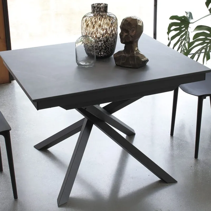 Altacom Tokyo Petite table carrée design extensible avec piètement central mikado* Table De Salle à Manger|Table Pour Petit Espace