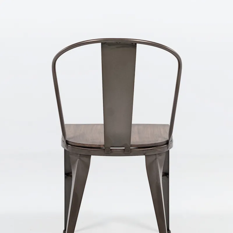 Jayso Turia 631 Chaise industrielle vintage en métal avec assise bois* Chaise De Cuisine|Chaise De Salle à Manger