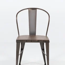 Jayso Turia 631 Chaise industrielle vintage en métal avec assise bois* Chaise De Cuisine|Chaise De Salle à Manger
