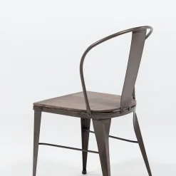 Jayso Turia 631 Chaise industrielle vintage en métal avec assise bois* Chaise De Cuisine|Chaise De Salle à Manger