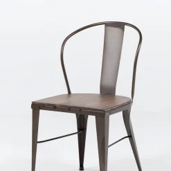 Jayso Turia 631 Chaise industrielle vintage en métal avec assise bois* Chaise De Cuisine|Chaise De Salle à Manger