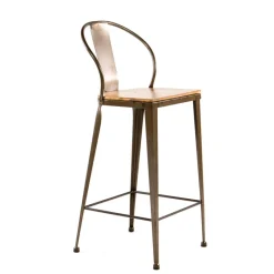 Jayso Turia TB 317 Tabouret industriel en métal et bois* Tabouret Snack (assise +/- 65 Cm)|Tabouret De Bar (assise +/- 80 Cm)