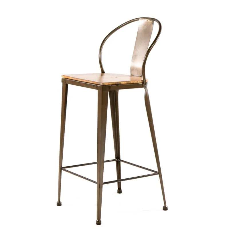 Jayso Turia TB 317 Tabouret industriel en métal et bois* Tabouret Snack (assise +/- 65 Cm)|Tabouret De Bar (assise +/- 80 Cm)