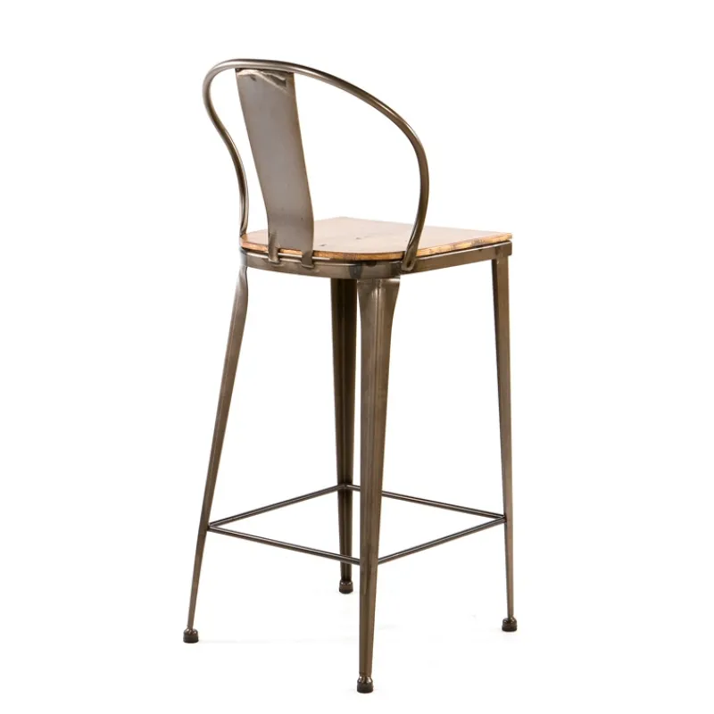 Jayso Turia TB 317 Tabouret industriel en métal et bois* Tabouret Snack (assise +/- 65 Cm)|Tabouret De Bar (assise +/- 80 Cm)
