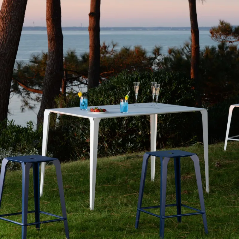 Carrier Valence ® Table snack industrielle rectangulaire pour jardin en métal* Table De Jardin