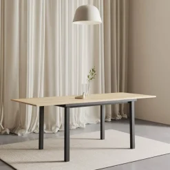 Perfecta Valentina Table de cuisine extensible en mélaminé chêne naturel avec pieds en métal noir* Table De Cuisine