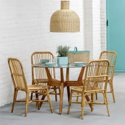 Kok ValérieChaise ethnique en rotin naturel* Chaise De Salle à Manger|Chaise Salon