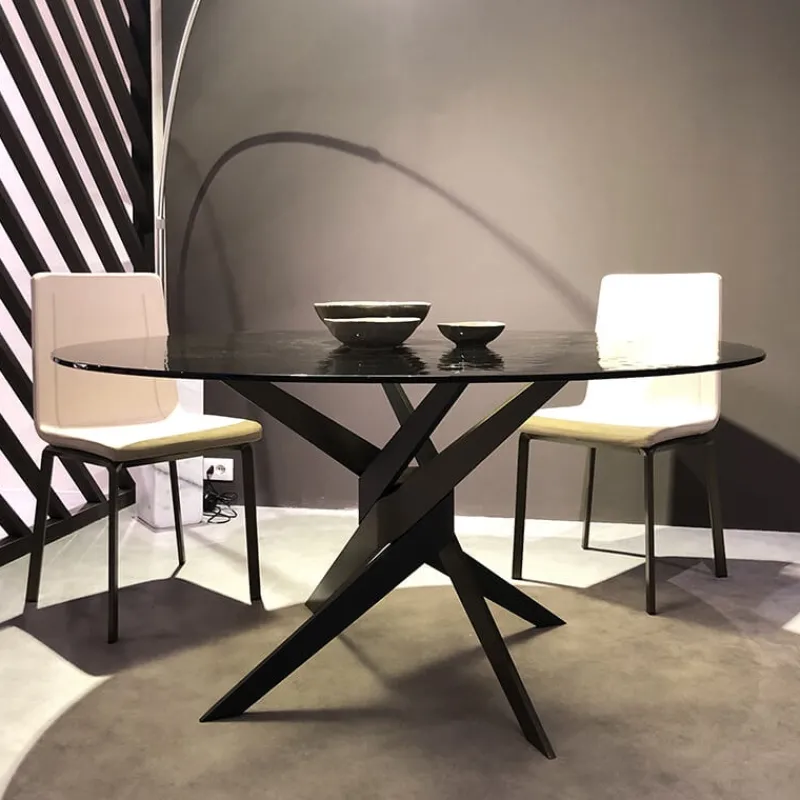 Dexo Vertigo Table ronde en verre design italien pied central* Table De Salle à Manger