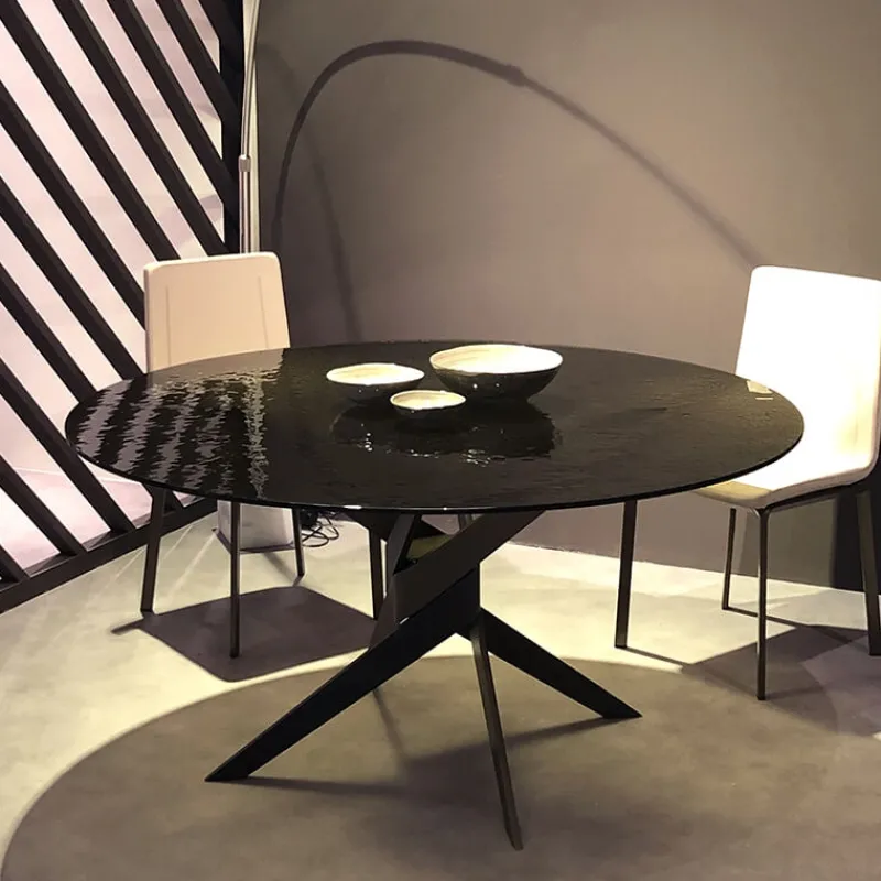 Dexo Vertigo Table ronde en verre design italien pied central* Table De Salle à Manger