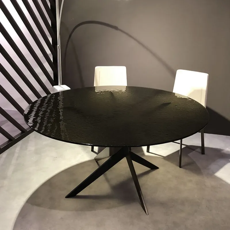 Dexo Vertigo Table ronde en verre design italien pied central* Table De Salle à Manger