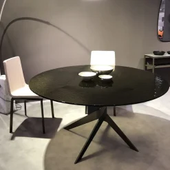 Dexo Vertigo Table ronde en verre design italien pied central* Table De Salle à Manger