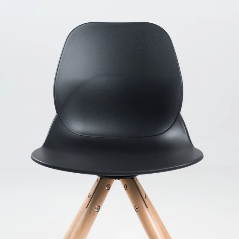VictoireChaise design en polypropylène noir avec pieds en bois* Chaise De Cuisine|Chaise De Salle à Manger