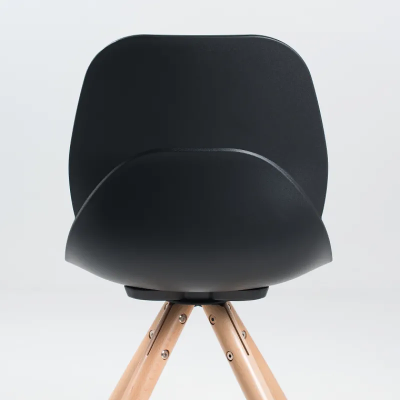 VictoireChaise design en polypropylène noir avec pieds en bois* Chaise De Cuisine|Chaise De Salle à Manger
