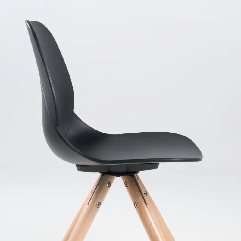 VictoireChaise design en polypropylène noir avec pieds en bois* Chaise De Cuisine|Chaise De Salle à Manger