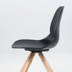 VictoireChaise design en polypropylène noir avec pieds en bois* Chaise De Cuisine|Chaise De Salle à Manger
