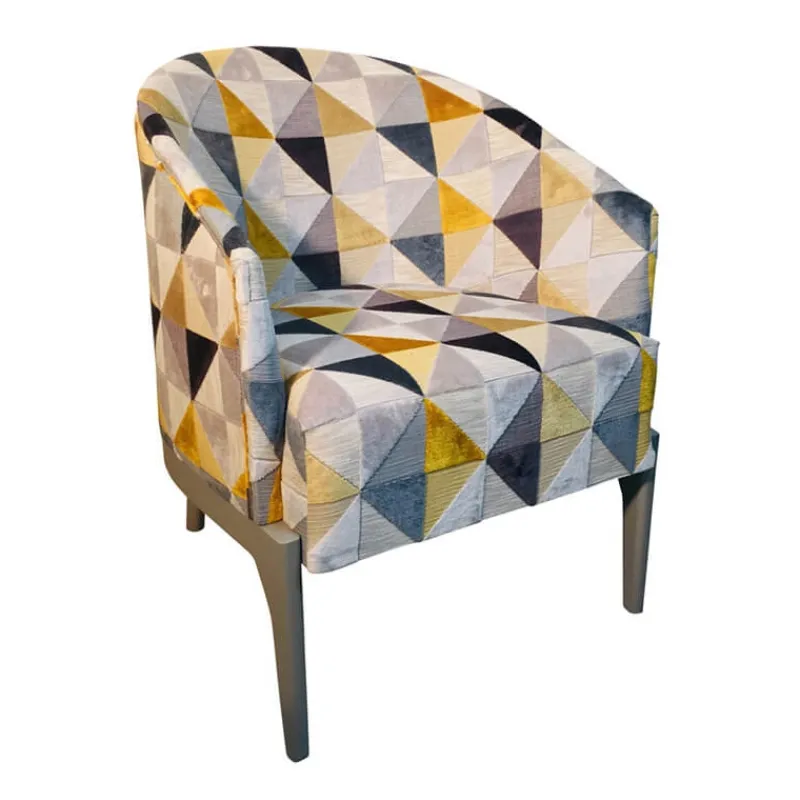 Paget Victor Fauteuil tonneau Art déco en tissu et bois de hêtre* Fauteuil De Salon