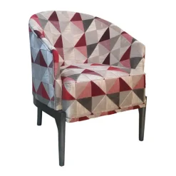 Paget Victor Fauteuil tonneau Art déco en tissu et bois de hêtre* Fauteuil De Salon