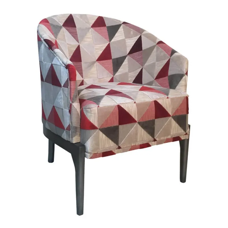 Paget Victor Fauteuil tonneau Art déco en tissu et bois de hêtre* Fauteuil De Salon