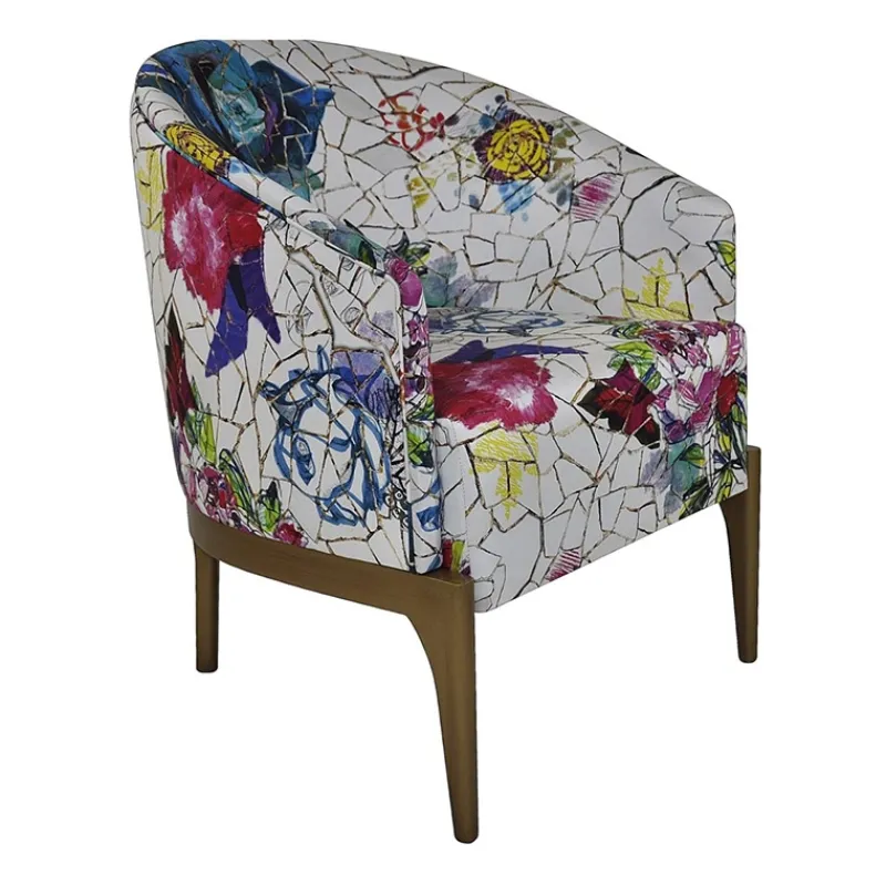 Paget Victor Fauteuil tonneau Art déco en tissu et bois de hêtre* Fauteuil De Salon