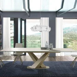 Ramiro Tarazona Victory Table design en céramique avec allonges pied central en V* Table De Salle à Manger