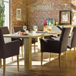 Mobitec Vigo ® Fauteuil de salon en bois et tissu* Chaise De Salle à Manger|Chaise Salon