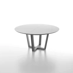 Dexo Viktor Table ronde extensible avec plateau en verre et piétement design* Table De Salle à Manger