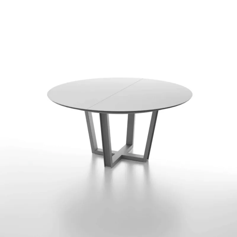 Dexo Viktor Table ronde extensible avec plateau en verre et piétement design* Table De Salle à Manger