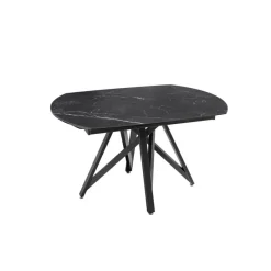 Akante WarholTable moderne en céramique extensible avec pied central design en métal noir* Table De Salle à Manger