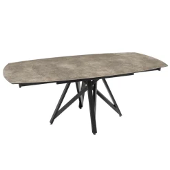 Akante WarholTable moderne en céramique extensible avec pied central design en métal noir* Table De Salle à Manger