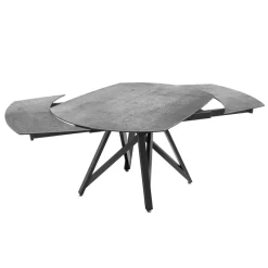 Akante WarholTable moderne en céramique extensible avec pied central design en métal noir* Table De Salle à Manger