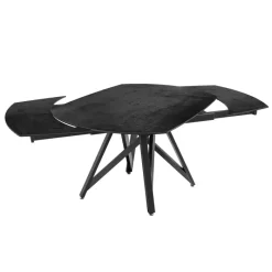 Akante WarholTable moderne en céramique extensible avec pied central design en métal noir* Table De Salle à Manger
