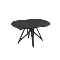 Akante WarholTable moderne en céramique extensible avec pied central design en métal noir* Table De Salle à Manger