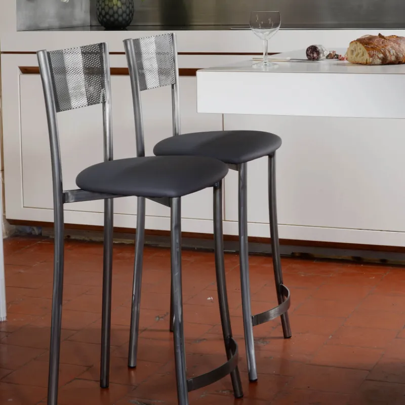 Carrier Wasabi ® Tabouret haut en simili et structure en métal fabrication française* Tabouret Snack (assise +/- 65 Cm)|Tabouret De Bar (assise +/- 80 Cm)