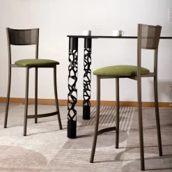 Carrier Wasabi ® Tabouret haut assise en tissu et structure en métal fabrication française* Tabouret Snack (assise +/- 65 Cm)|Tabouret De Bar (assise +/- 80 Cm)