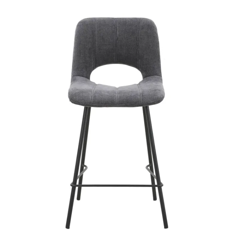 WilliamTabouret cosy en tissu avec pieds en métal noir* Tabouret Snack (assise +/- 65 Cm)|Tabouret De Bar (assise +/- 80 Cm)