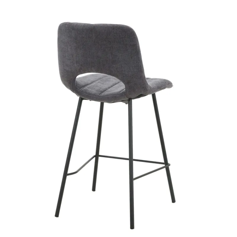 WilliamTabouret cosy en tissu avec pieds en métal noir* Tabouret Snack (assise +/- 65 Cm)|Tabouret De Bar (assise +/- 80 Cm)