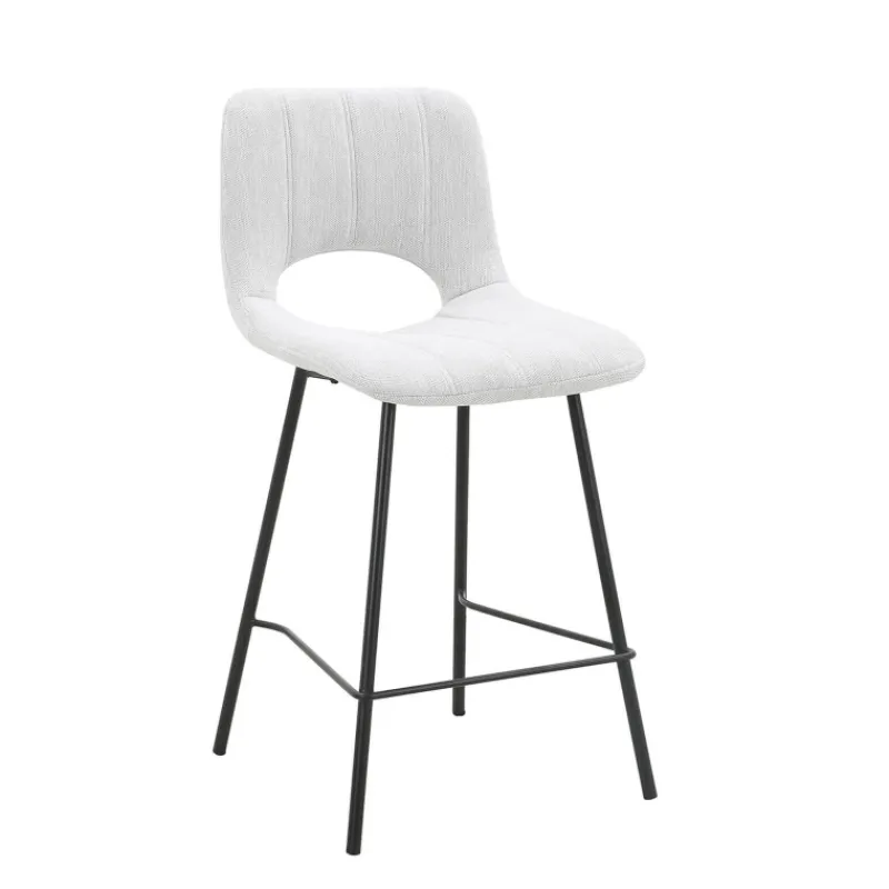 WilliamTabouret cosy en tissu avec pieds en métal noir* Tabouret Snack (assise +/- 65 Cm)|Tabouret De Bar (assise +/- 80 Cm)