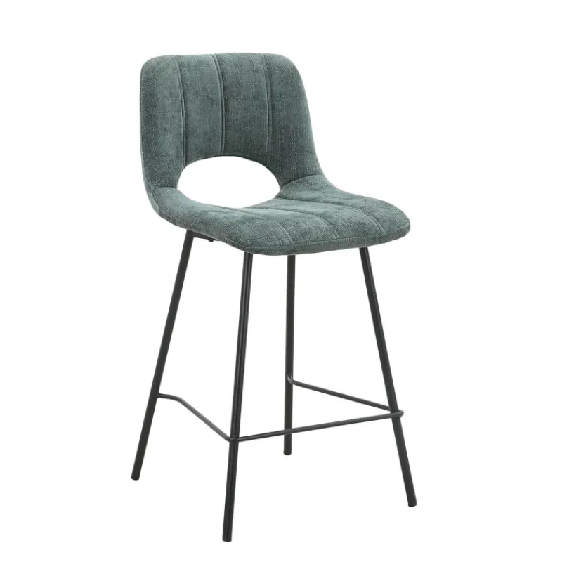 WilliamTabouret cosy en tissu avec pieds en métal noir* Tabouret Snack (assise +/- 65 Cm)|Tabouret De Bar (assise +/- 80 Cm)