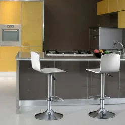 Cancio Win Tabouret design réglable et pivotant métal chromé et bois* Tabouret Snack (assise +/- 65 Cm)|Tabouret De Bar (assise +/- 80 Cm)