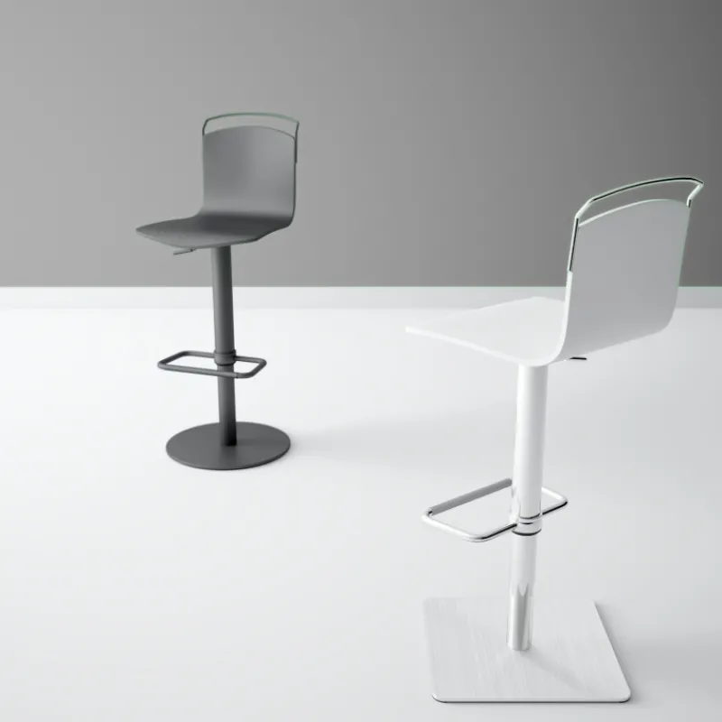 Cancio Win Tabouret design réglable et pivotant métal chromé et bois* Tabouret Snack (assise +/- 65 Cm)|Tabouret De Bar (assise +/- 80 Cm)