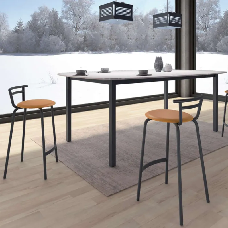 Carrier Xélus ® Tabouret snack fabriqué en France assise ronde rembourrée et structure métal* Tabouret Snack (assise +/- 65 Cm)|Tabouret De Bar (assise +/- 80 Cm)